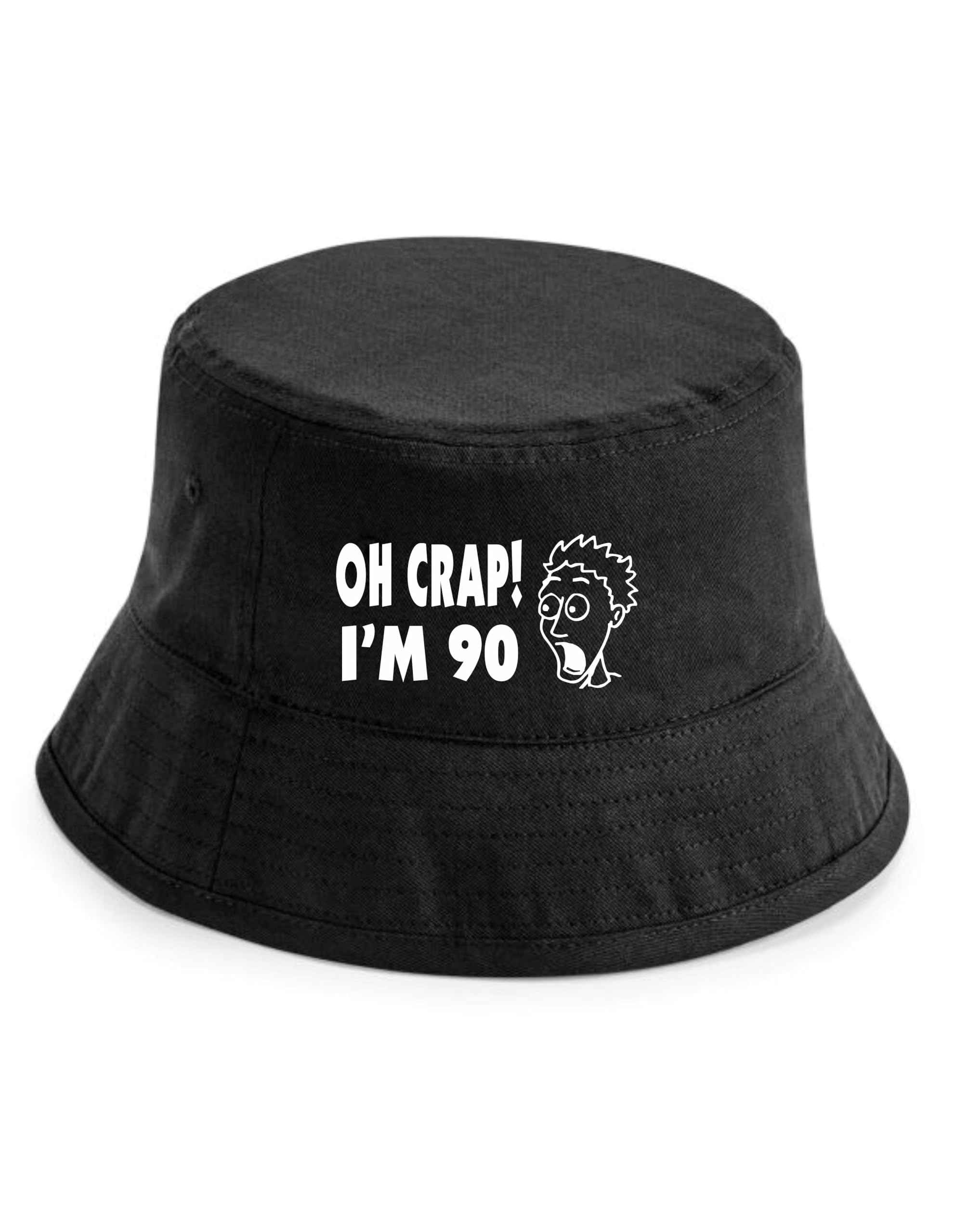 Print4u Unisex Black Oh Crap I'm 90 Bucket Hat Funny 90Th Birthday Gift For Men Lxl