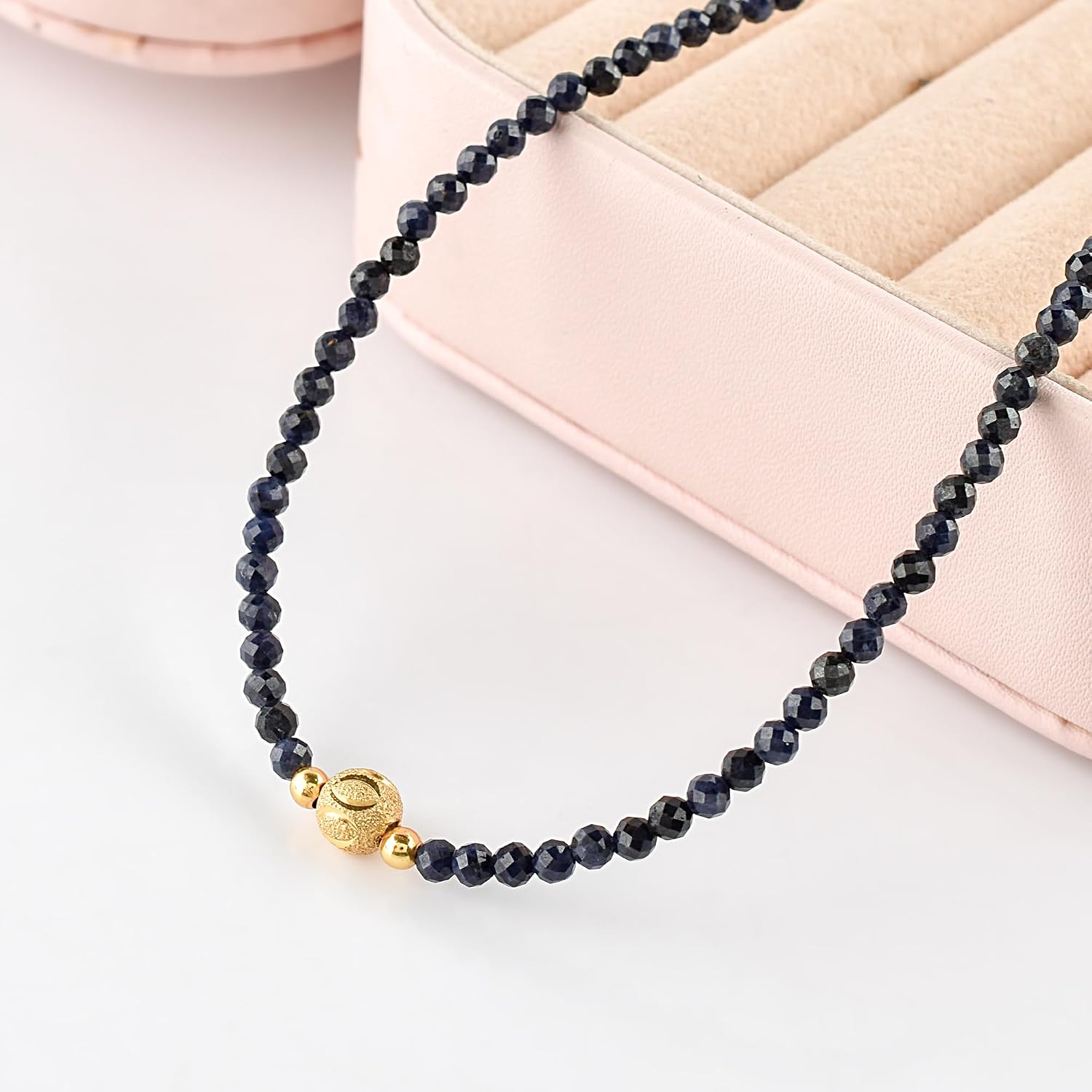 InfinityGemsArt Gold Necklace For Women, Birthstone Crystals, Beaded Gemstones Choker, Western Jewelry, 14K Gold Plated 18 Inch Adjustable Chain, Gifts For Her