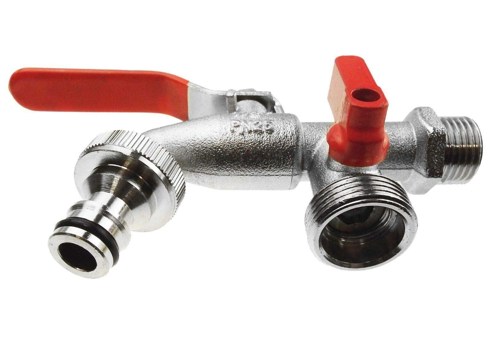 3/4" BSP Double Duo Outlet Garden Tap Brass Nickle Plated Automatic Watering