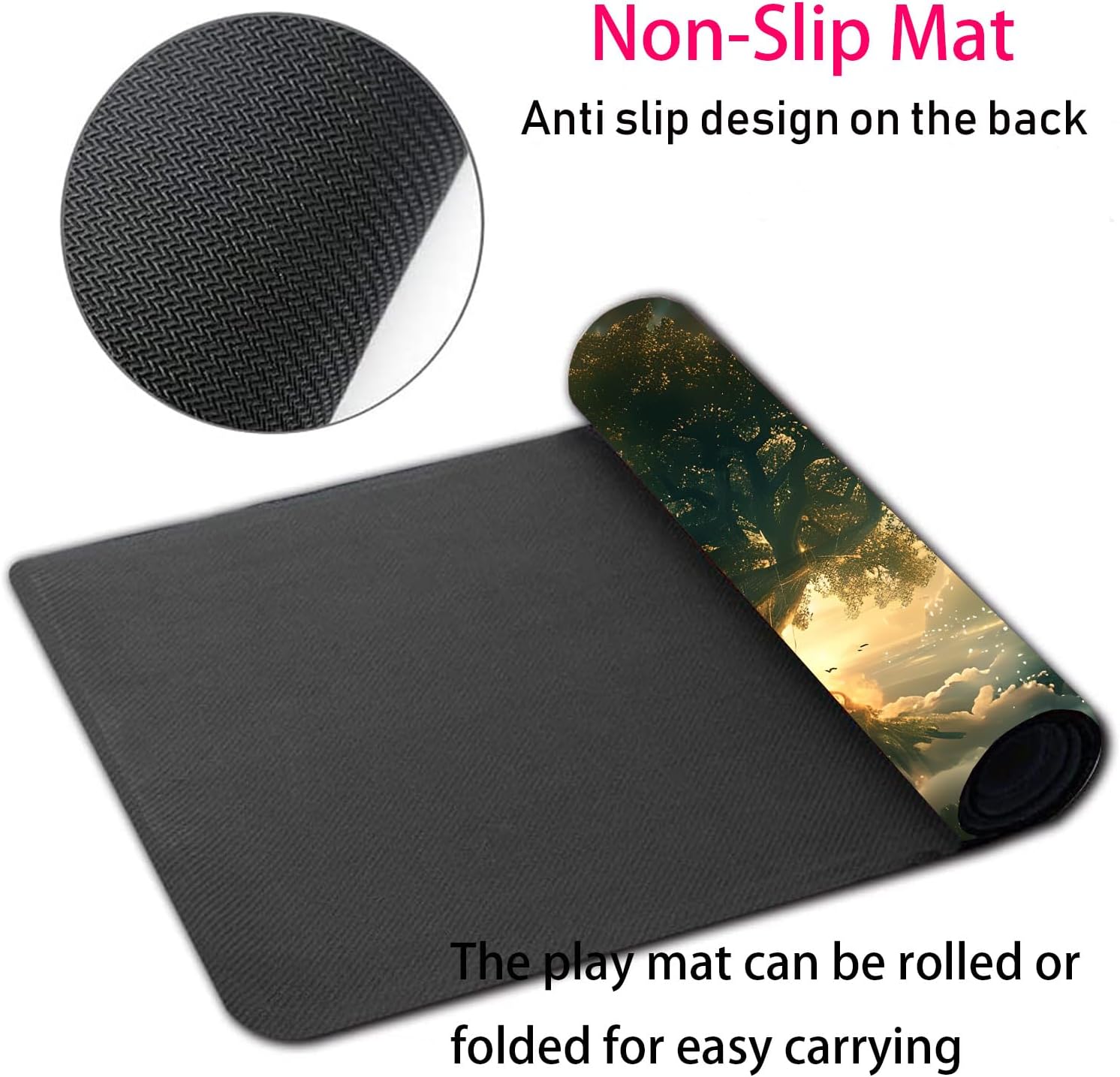 Large Gaming Mouse Pad + Mouse Wrist Rest Pad + Coaster Combination, 31.5 "x 11.8" Durable Non-Slip Extension Table Mat, Suitable for Office and Home, Cloud Tree