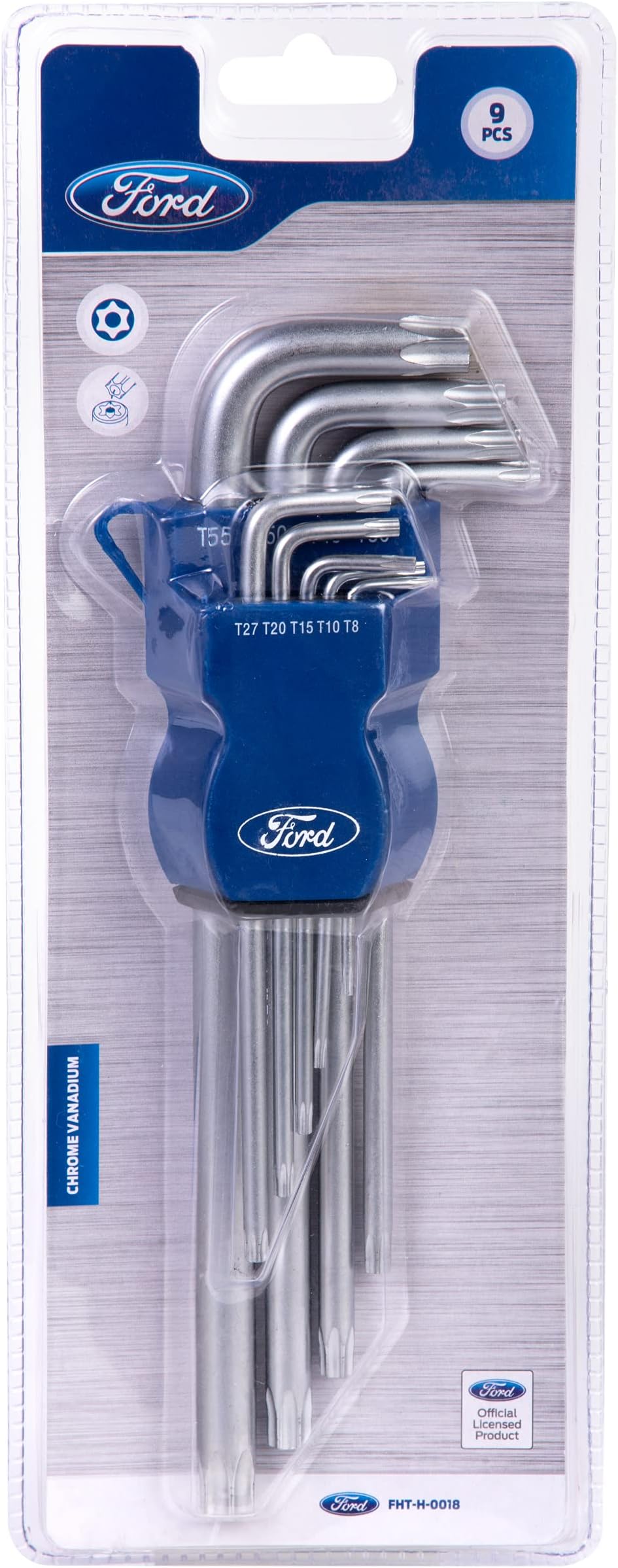 Ford Tools Extra Long Arm Star Hex Key Set(T8-T55), Fht-H-0018, 9 Pieces