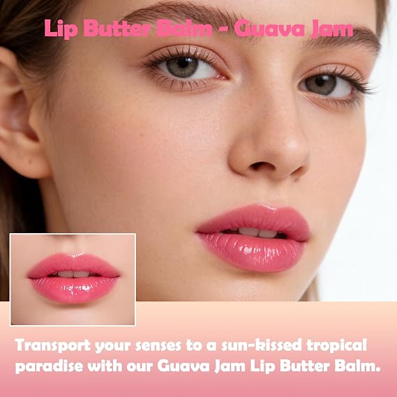 Jamazing Lip Butter Balm Guava Jam by Oz Lab High Shine Tinted Lip Balm Moisturizing Non Sticky Vegan Cruelty Free Hydrating Lip Gloss for Dry Lips Travel Friendly, 0.19 OZ/ 5.5G,Pack of 1