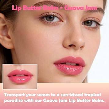 Jamazing Lip Butter Balm Guava Jam by Oz Lab High Shine Tinted Lip Balm Moisturizing Non Sticky Vegan Cruelty Free Hydrating Lip Gloss for Dry Lips Travel Friendly, 0.19 OZ/ 5.5G,Pack of 1