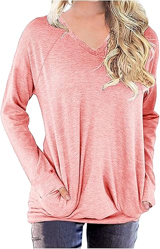 Sudadera para mujer, camisas casuales de ajuste holgado, túnica cómoda, linda, ajuste holgado, manga larga, cuello redondo