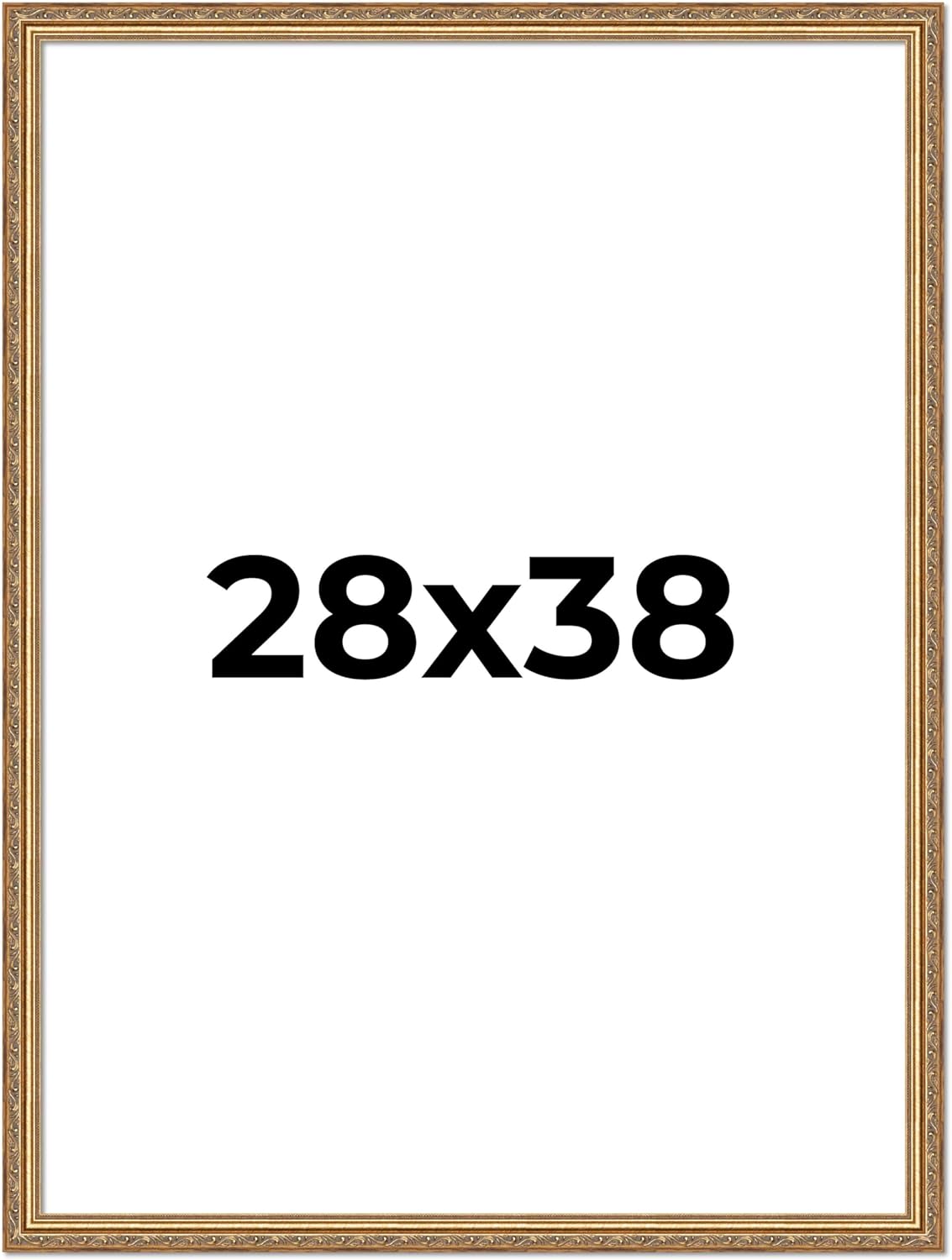 28x38 Frame Gold Solid Wood Picture Frame Width 1.25 Inches | Interior Frame Depth 0.375 Inches | Warwick Metallic Photo Frame Complete with UV Acrylic, Foam Board Backing & Hanging Hardware