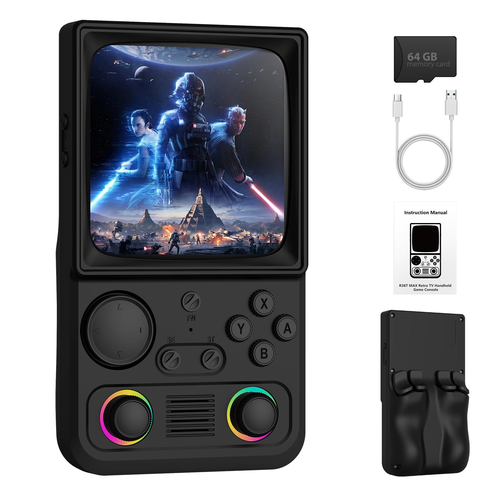 Retro Handheld Game Console, Portable Retro Gaming Console with 4.0” CRT-Inspired Screen, 4000mAh Arcade Classics, WiFi Network Battling, 64GB (Black)
