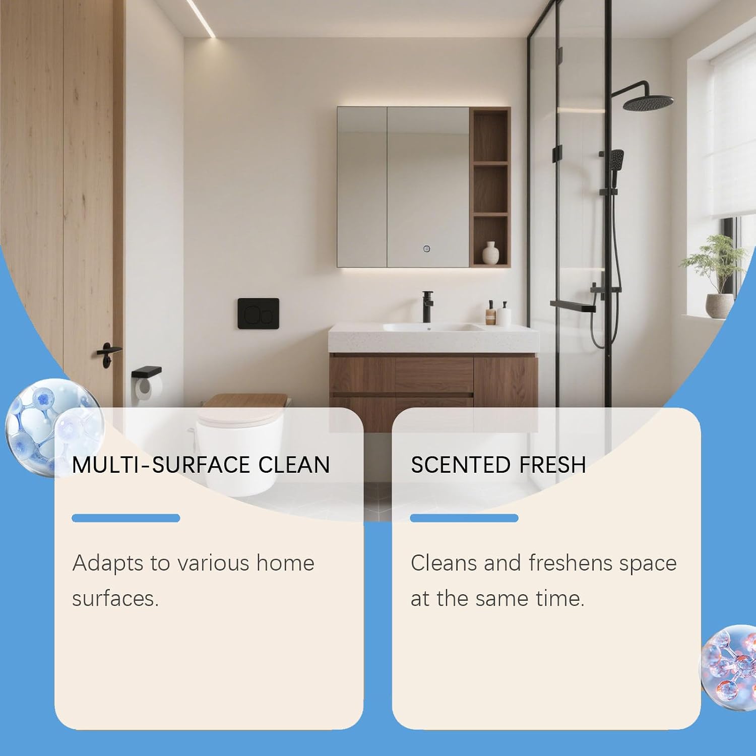 Quatrel Bathroom Cleaner Foam Spray - Formula for Hard Water Stains, Toilet Grime & Soap Scum on Multi-Surfaces (3PCS)