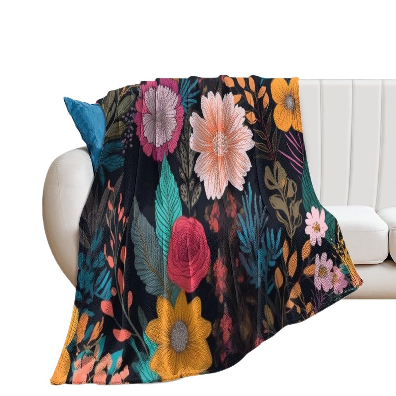 Couverture en flanelle haut de gamme motif bohème jeté de lit ultra doux 167 x 228 cm