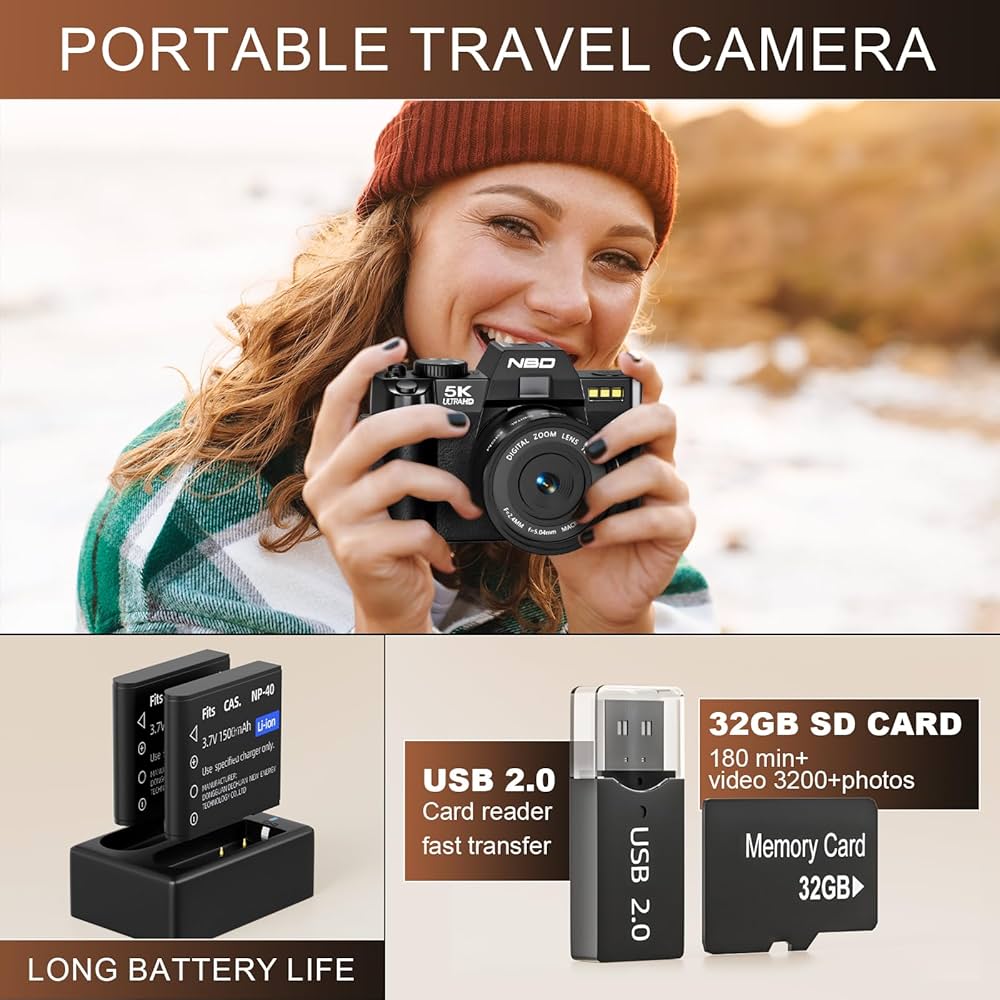 Amazon | NBD デジタルカメラ 写真撮影用 5K 48MP オート