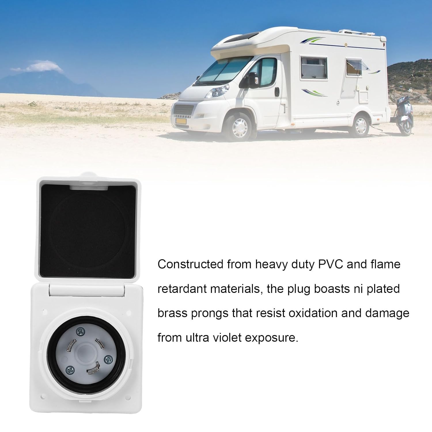 Luqeeg 3 AMP RV Power Inlet Box, PVC Casing Brass Prongs Nema L5-30P Generator Inlet Box, Resist Oxidation & Damage with Weather Proof Cover for Campers Trailer Ship Boats