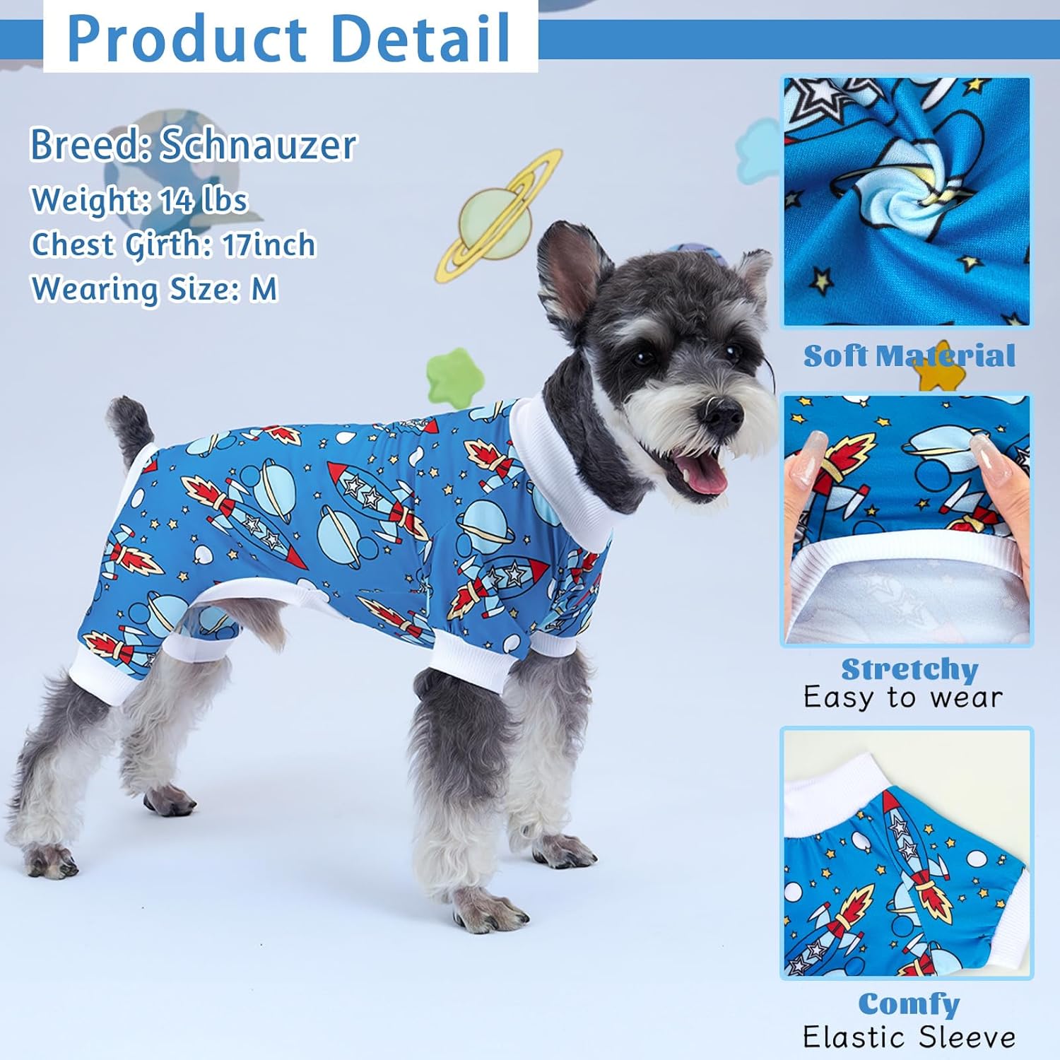 XPUDAC Dog Pajamas Clothes for Large Dogs Boy Girl, Doggie Pjs Puppy Onesies Outfits Pet Clothes for Dog Cat Christmas Pajamas, 4 Styles(Universe, XXX-Large)