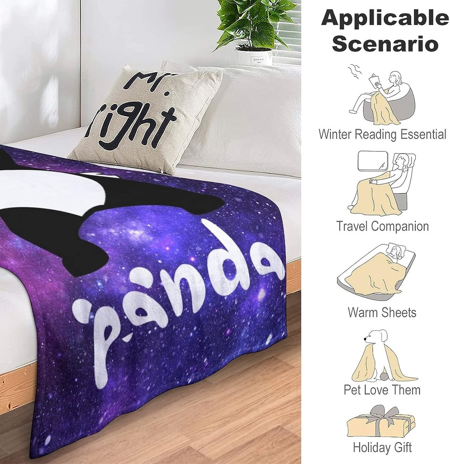 Panda Blanket Cute Panda Throw Blanket Ultra Soft Blankets Fluffy Cozy Flannel Blanket for Bedroom Living Room Travel 50"X40"