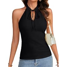 Vrtige Women's Halter Neck Sleeveless Tank Top | Tie Knot Slim Fit Sexy Dressy Cami Tops