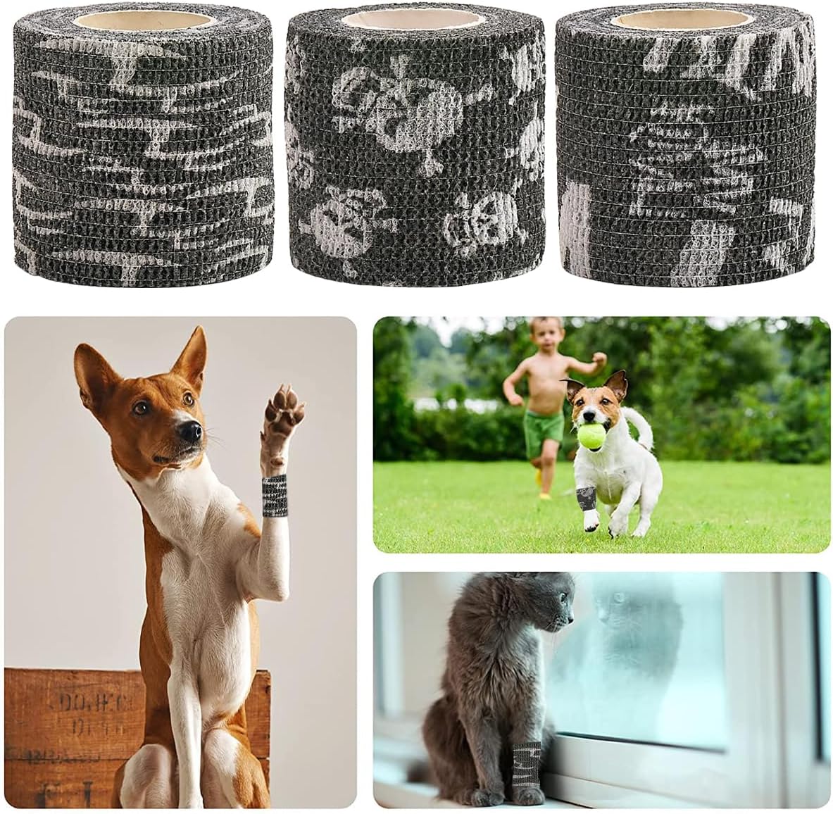 6 Rolls Self-Adhesive Bandage Wrap Grip Tape Wrap Cover Tattoo Cohesive Elastic Bandage for Tattoo Machine and Animals Wounds Wrist Healing Sprains & Swelling