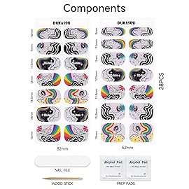 DUKASOU Semi Cured Gel Nail Strips, Iridescent | 28 pcs Gel Nail Strips Work with Any UV Lamp, Salon Quality UV Nails Stickers, Easy to Apply for Home Nails DIY