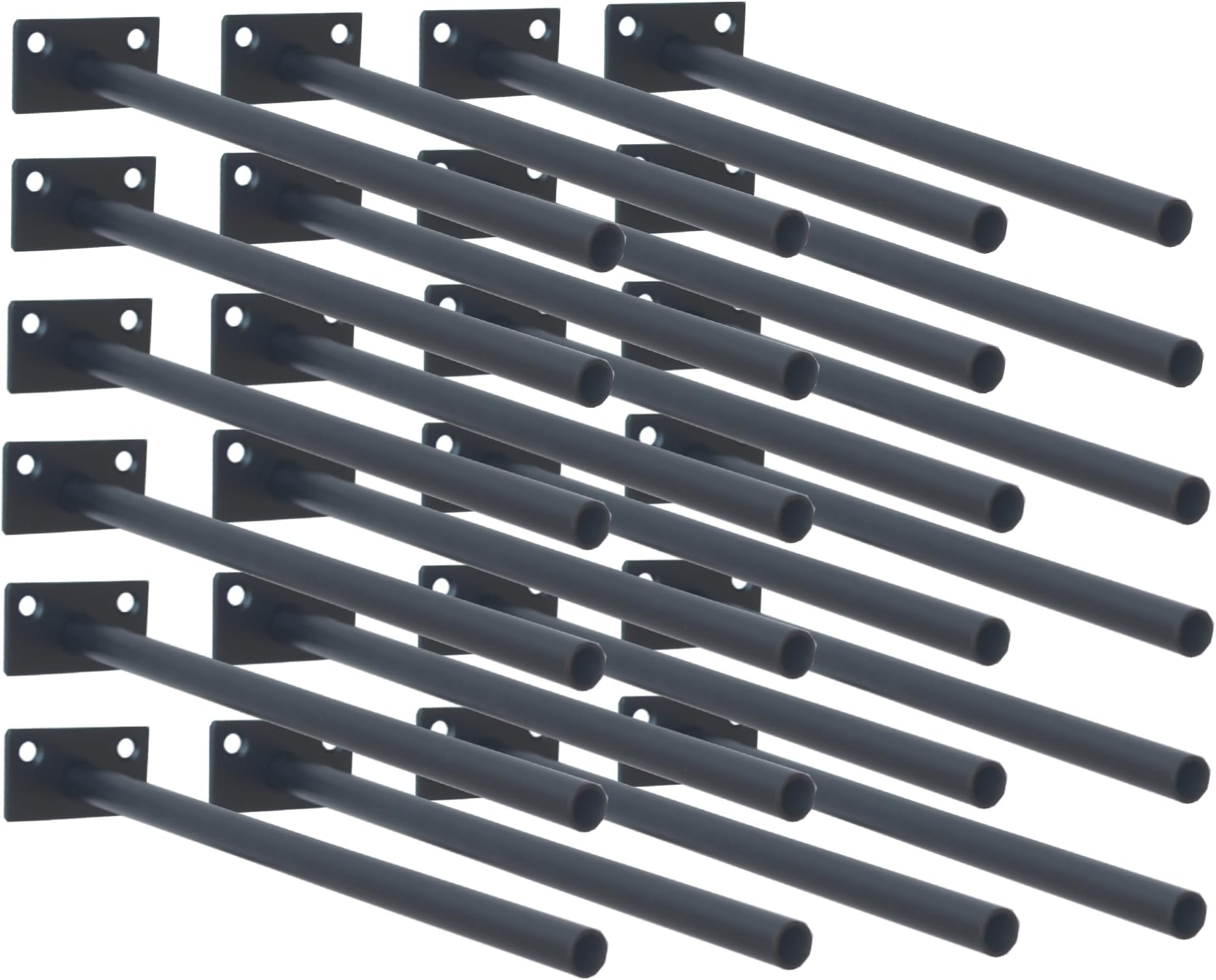 24 Pcs 10" Black Steel Floating Shelf Bracket Blind Shelf Supports - Hidden Brackets for Floating Wood Shelves - Concealed Blind Shelf Support – Screws and Wall Plugs Included