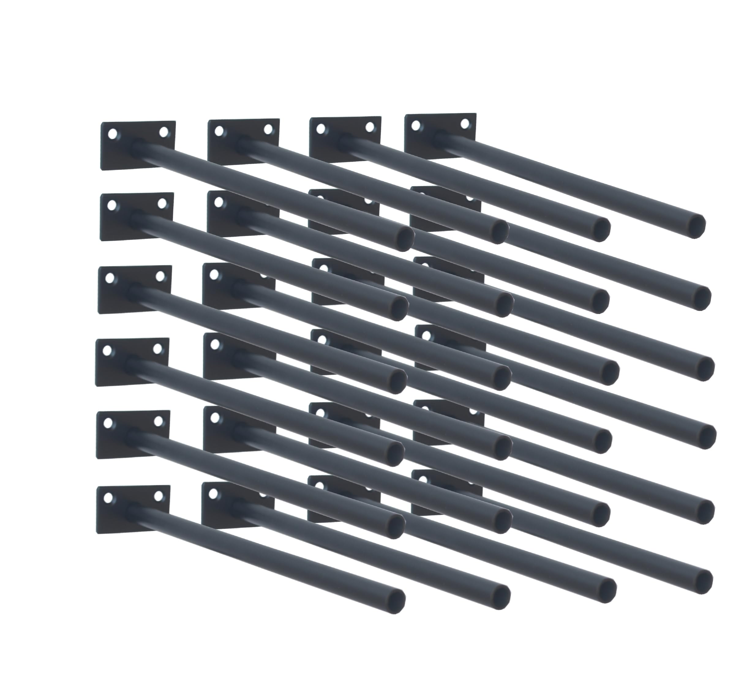 24 Pcs 10" Black Steel Floating Shelf Bracket Blind Shelf Supports - Hidden Brackets for Floating Wood Shelves - Concealed Blind Shelf Support – Screws and Wall Plugs Included