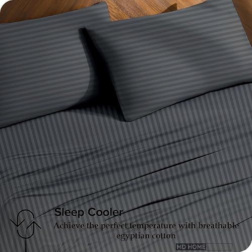 Miniatura 32 de Juego de sábanas de bolsillo extra profundas (4 piezas) 100% algodón egipcio de 400 hilos, bolsillo profundo de 22 pulgadas, sábana bajera ajustable