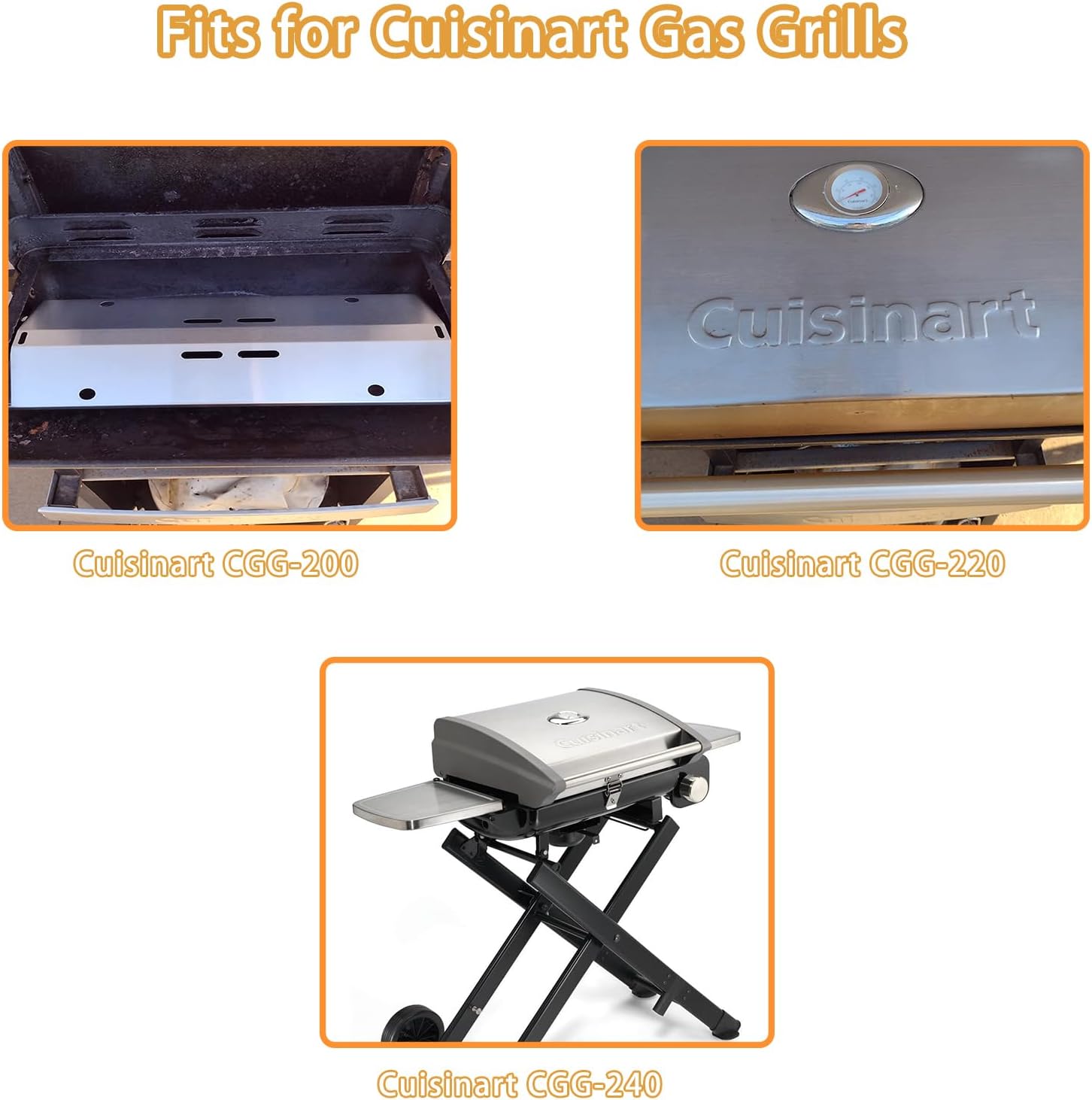 SCGG200 Grill Grate and Heat Plate Shield Replacement for Cuisinart CGG-200 CGG-220 CGG-240 Gas Grill Models, Stainless Steel Cooking Grid Grate and Grill Heat Plate Accessories