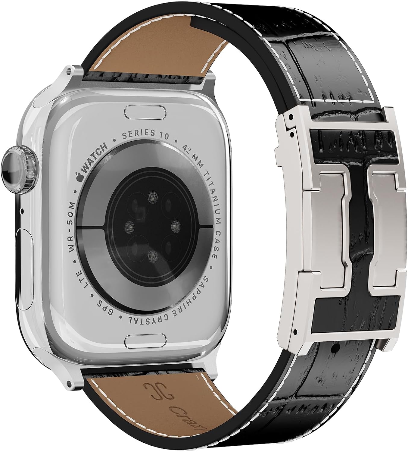 Luxury Crocodile Leather Band Compatible with Apple Watch SE 3 2 1,Ultra3 2 1, Series11 10 9 8 7 6 5 4 3 2 1,Classic H Shaped Buckle Strap for iWatch 38mm40mm41mm42mm44mm45mm46mm49mm for Women