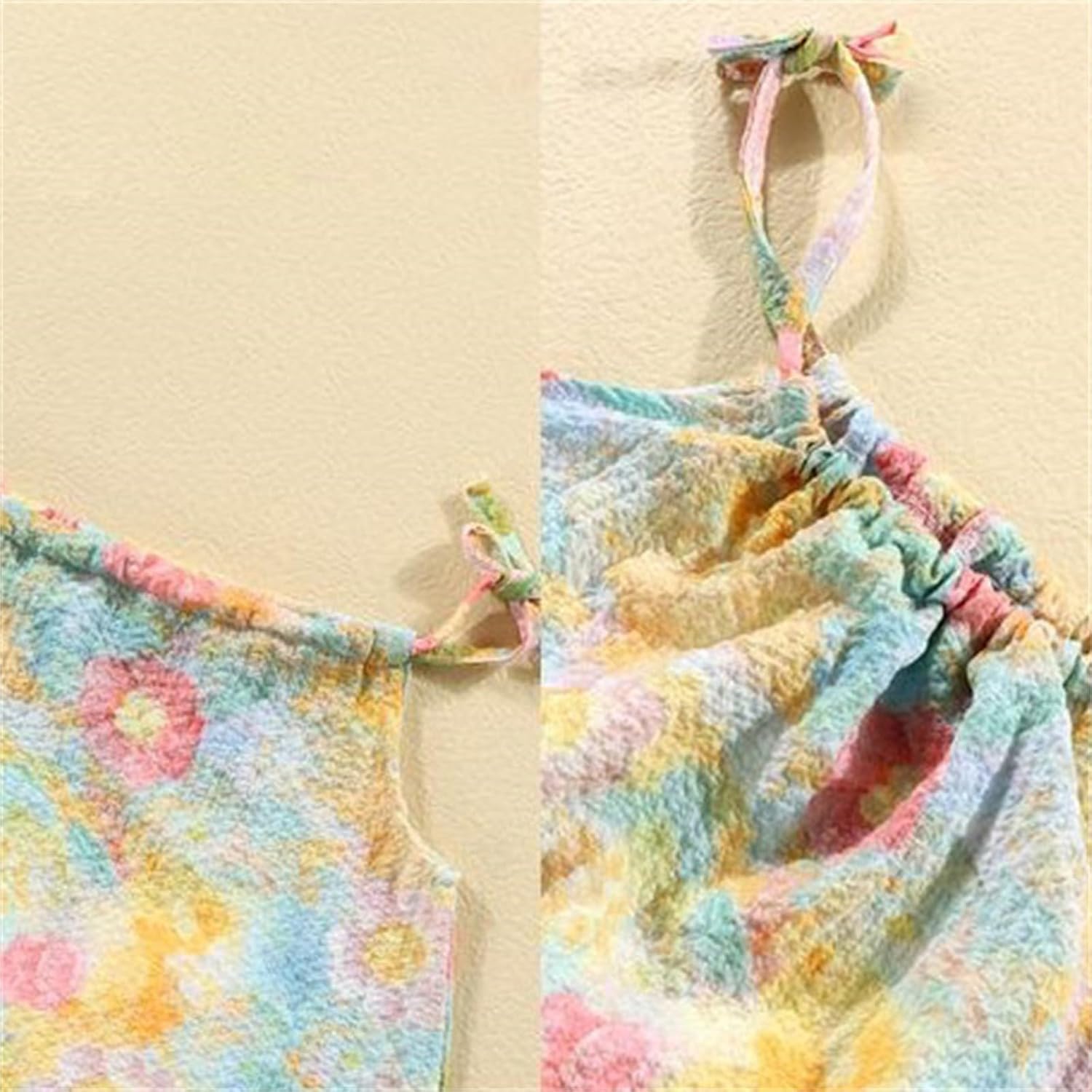Girls 2 Piece Summer Outfits Adjustable Strap Camisole and Shorts Oil Painting Artistic Outfits for Kids Cute Graphic Clothes