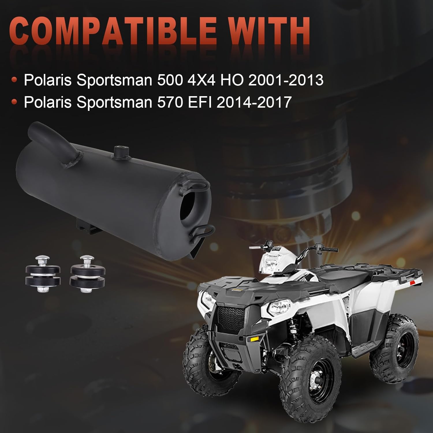 Exhaust Muffler Silencer Compatible with Polaris Sportsman 500 570 2001-2017 Replace 1261042-029 1261042-489 1262445-489 1263139