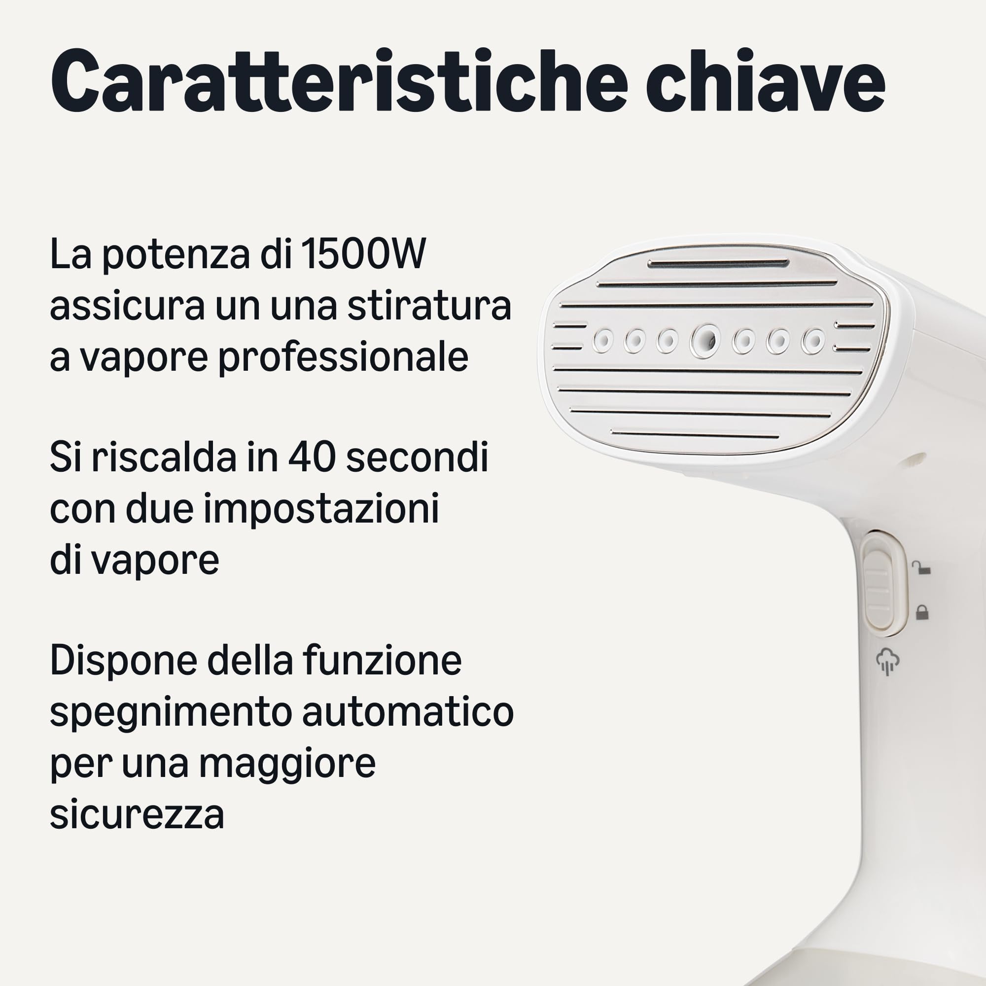 Amazon Basics Turbo Extreme Steam Ferro da stiro a vapore verticale portatile 1500 W Bianco