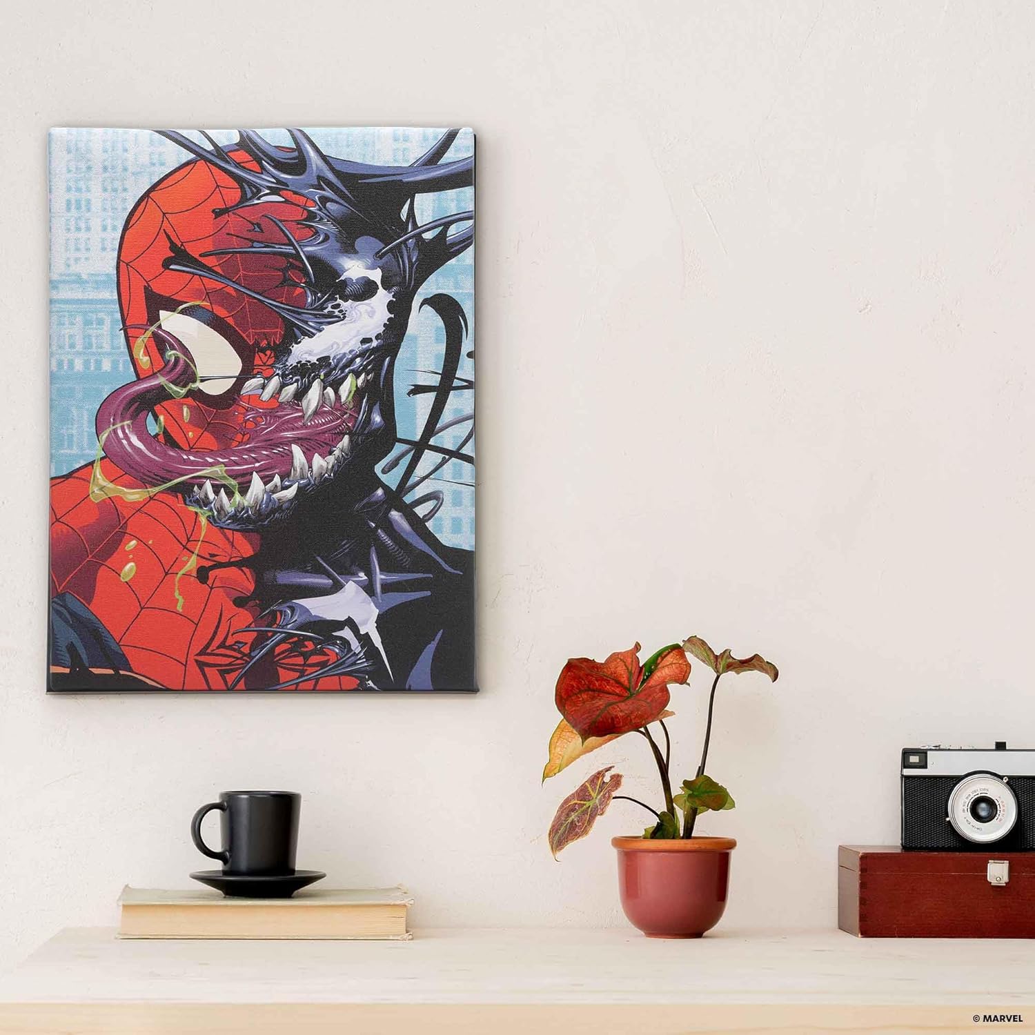 Open Road Brands Marvel Spider-Man and Venom Dual Face Gallery Wrapped Canvas Wall Decor - Venom Wall Art for Man Cave or Movie Room