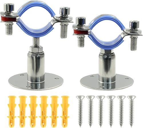 2 soportes de tubo de montaje en pared de acero inoxidable 304, adecuados para tubos OD de 1 pulgada (1.260-1.339 in), altura ajustable de