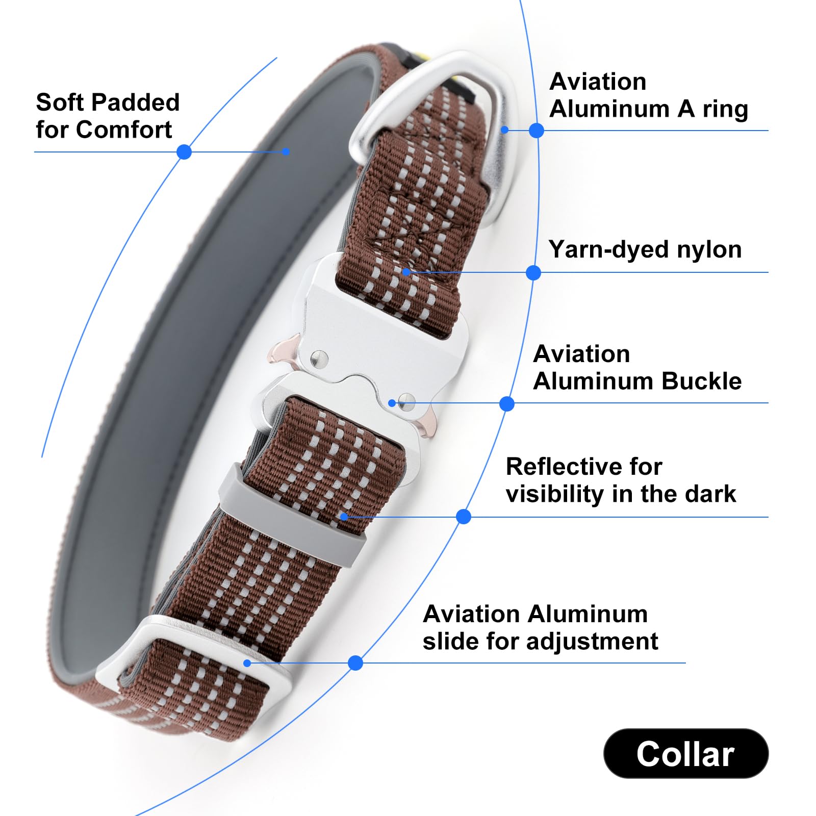 Plutus Pet Reflective Dog Collar with Aviation Aluminum Buckle, Neoprene Padded for comfort Lightweight - Image 2