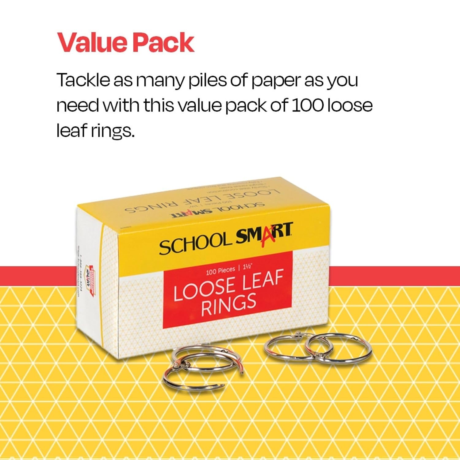 School Smart - 36978 Nickel Plated Steel Loose Leaf Ring, 1-1/2 Inches, Pack of 100