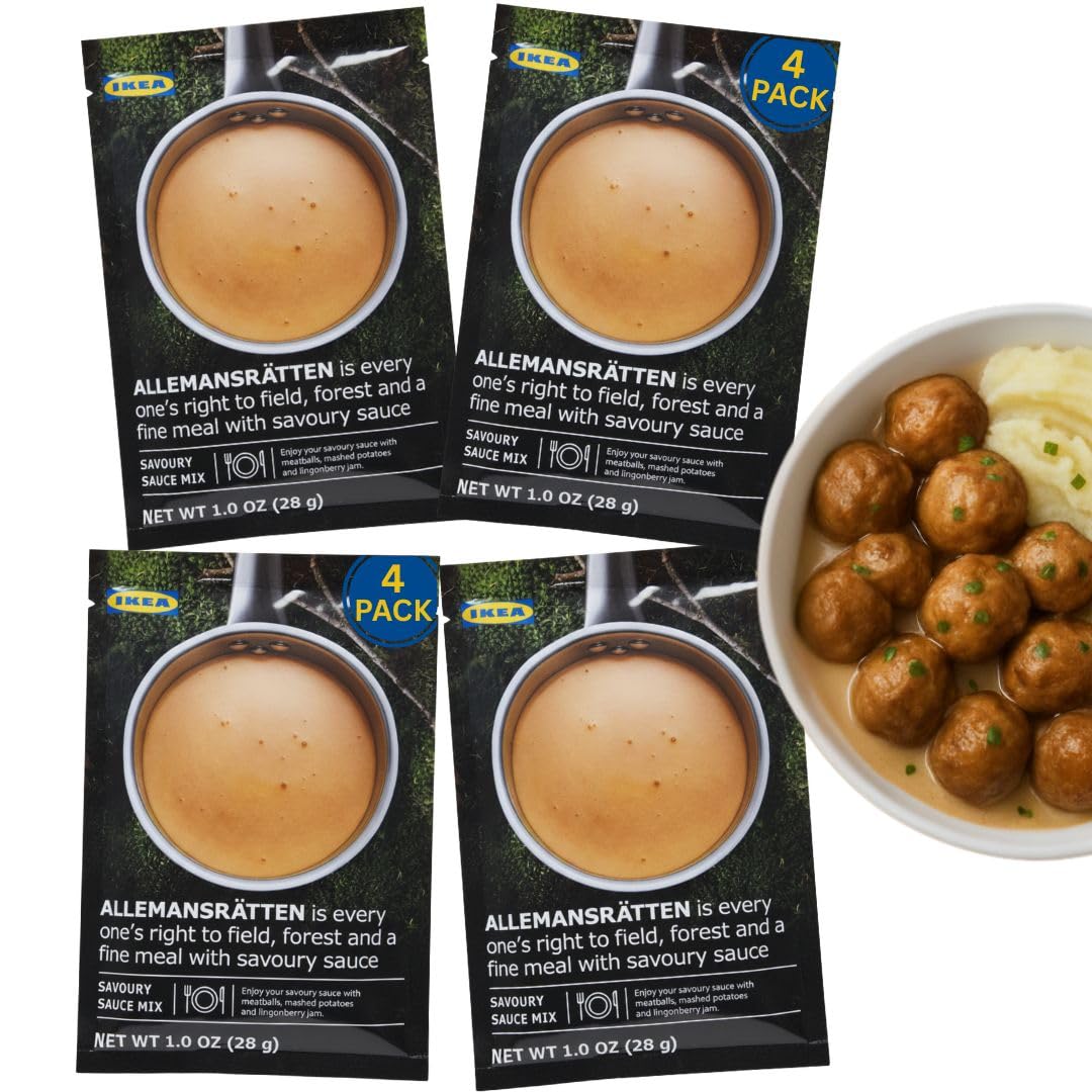 Swedish Meatball Sauce - Pack of 4 (4x28g) Swedish Meatball Gravy for Ikea Meatballs Cream Sauce Mix For Meatballs