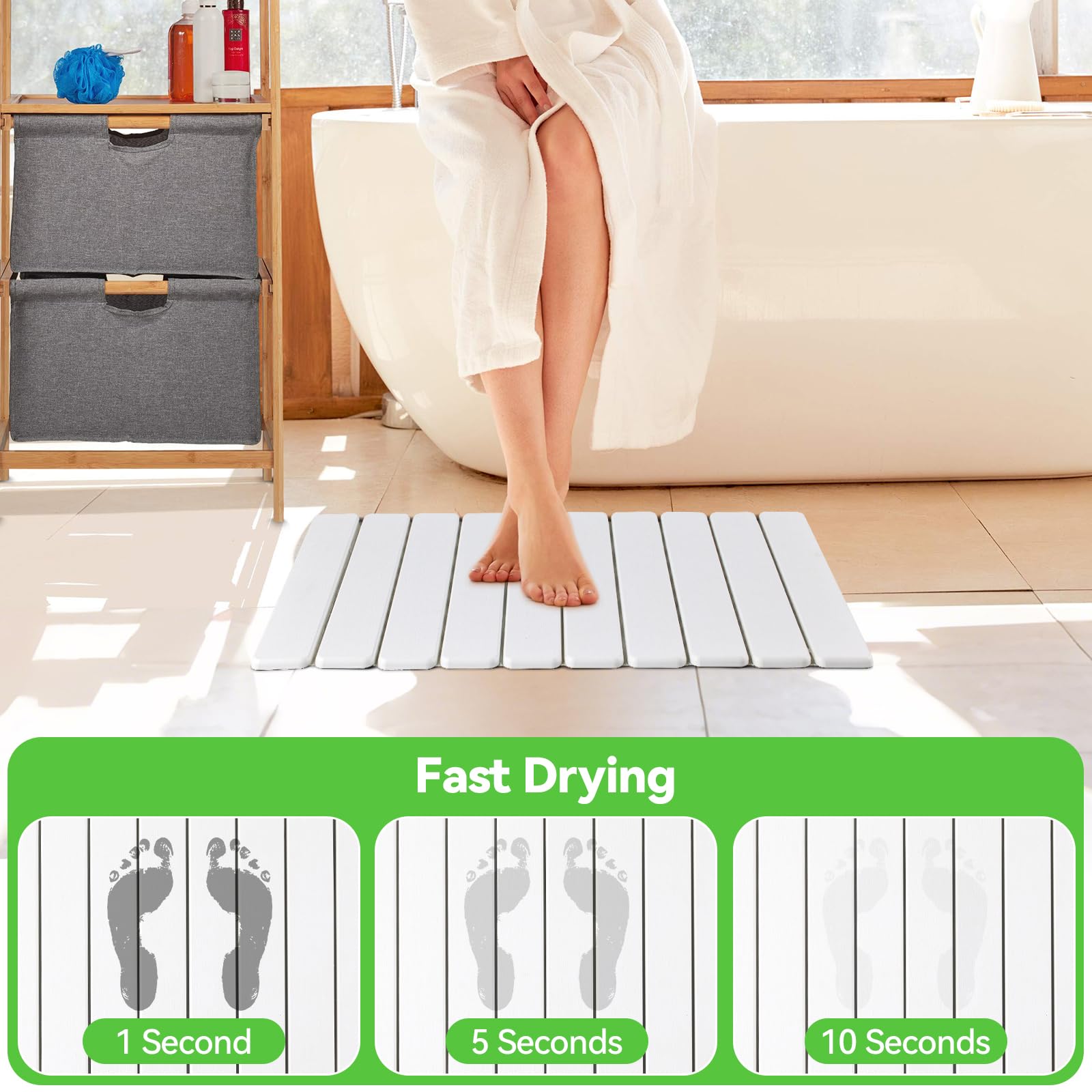 Large Stone Dish Drying Mat for Kitchen Counter, Quick Dry Stone Bath Mats for Bathroom, Foldable Ultra Absorbent Diatomaceous Earth Mat for Dishes Bottles Cups, Match Any Countertop, 23.23'' x 15.4''