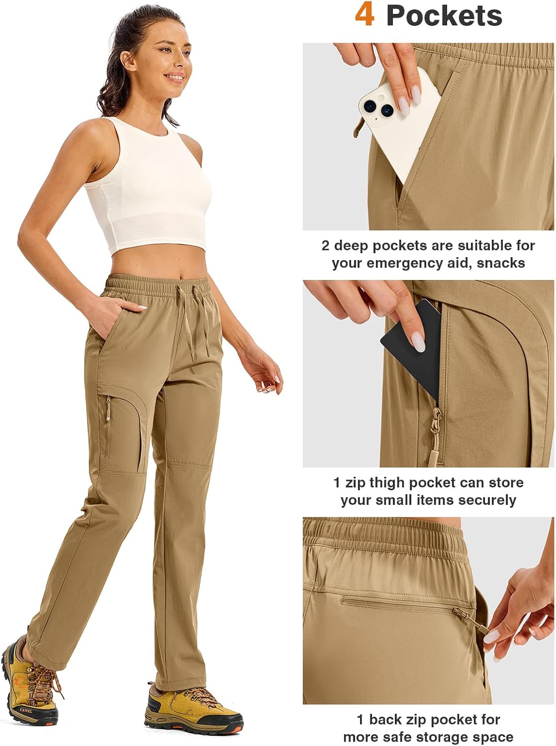 TBMPOY Women's Hiking Pants Water Resistant Lightweight Quick Dry Cargo Travel Fishing Work Camping Pant with 4 Pockets - Image 6