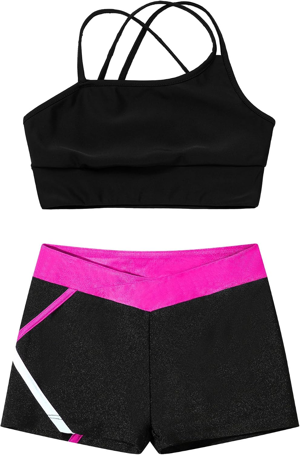 TTAO Kids Girls 2 Piece Tankini Swimsuit Swimming Costume Sport Vest with Boyshorts Set Athletic Bathing Suit