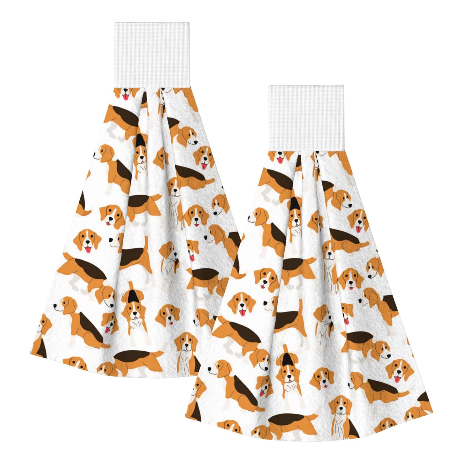 DOPKLNA Beagle Dog, 2 Pcs Hanging Coral Fiber Hand Towels for Bathroom, Absorbent Kitchen Towels