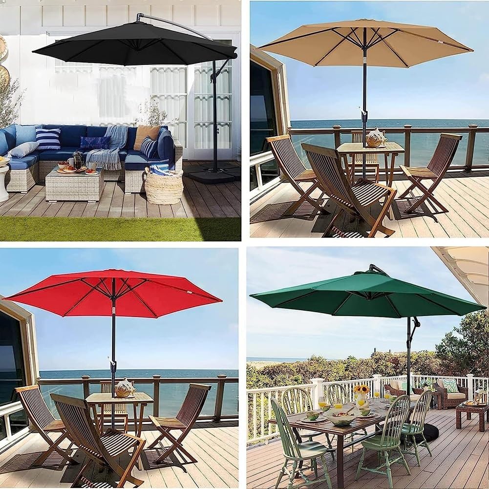 7.5ft 9ft 10ft Umbrella Replacement Canopy - 6 Ribs 8 Ribs UV Protective Waterproof Patio Parasol Top Cover (Dark Green,7.5FT_6 RIBS)