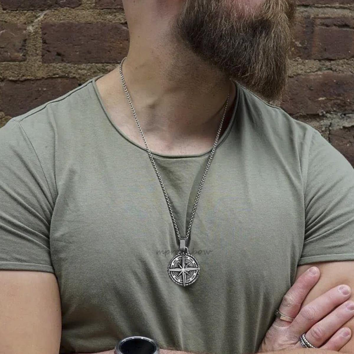 Collier Boussole Gravé En Acier Inoxydable - Bijou Vintage Unisexe, Marin Ou Aventure - Cadeau Pour Homme/femme, Saint-Valentin, Voyage - 3