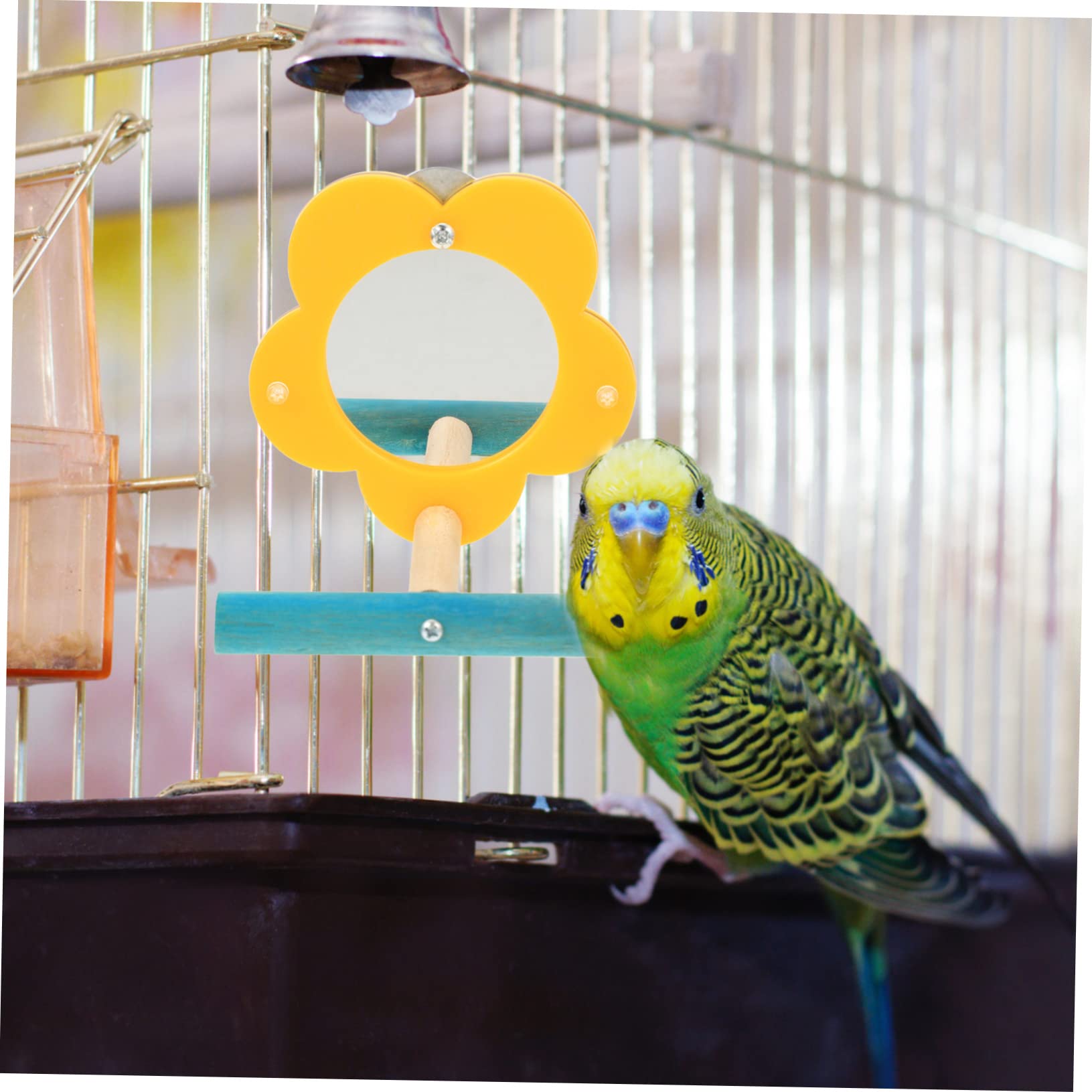 VANZACK 4stücke Vogelspielzeug Mit Spiegel Für Papageien Interaktives Trainingsspielzeug Mit Ständer Beschäftigung Und Dekoration Im Vogelkäfig