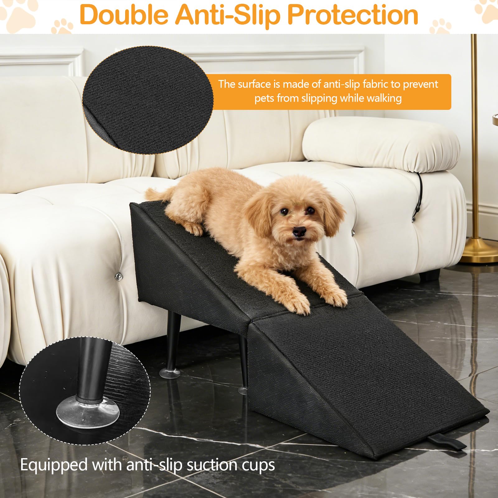 Rampa para Perros, Escalera Multifuncionales para Perro Escalera Plegable para Mascota para Cama y Sofá Rampa de Madera para Mascota Negra con Ventosas Antideslizantes para Perros y Gatos