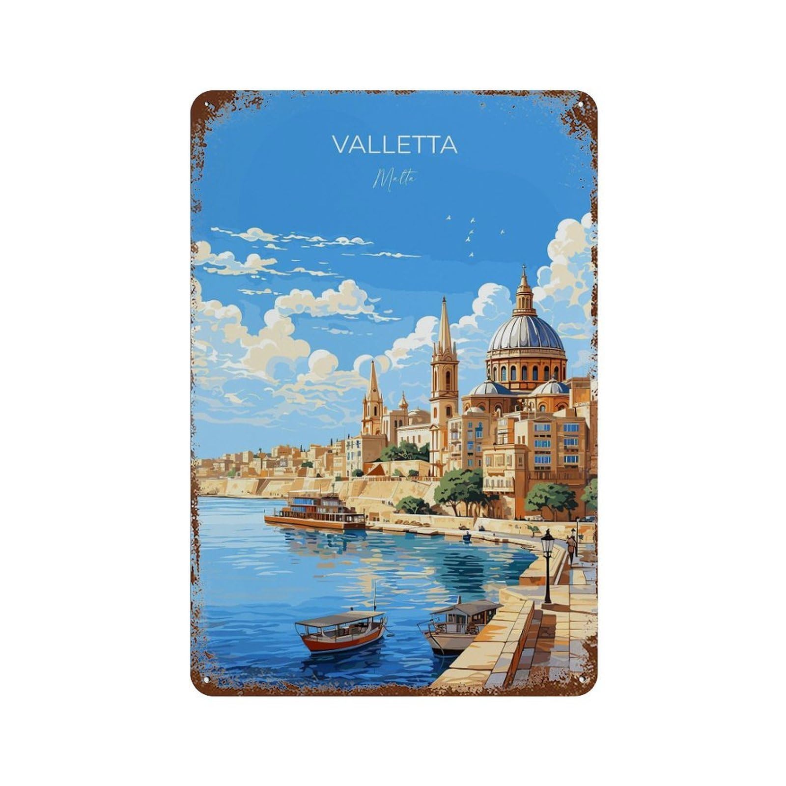 xiaoxiaoshen Valletta Travel of Malta Lovers Gift Wall Decor Art Metal Tin Poster Modern Home Decor Art Home Bar Shop Decorations Vintage Sign 30x20cm
