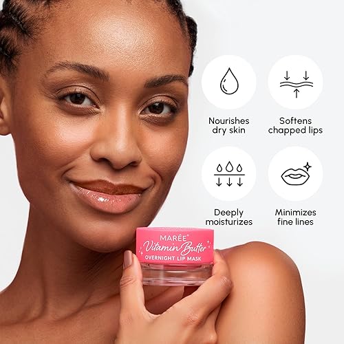 Miniatura 4 de MAREE Máscara labial con ácido hialurónico y aceite de coco, manteca de labios de colágeno durante la noche para nutrir e hidratar los labios secos