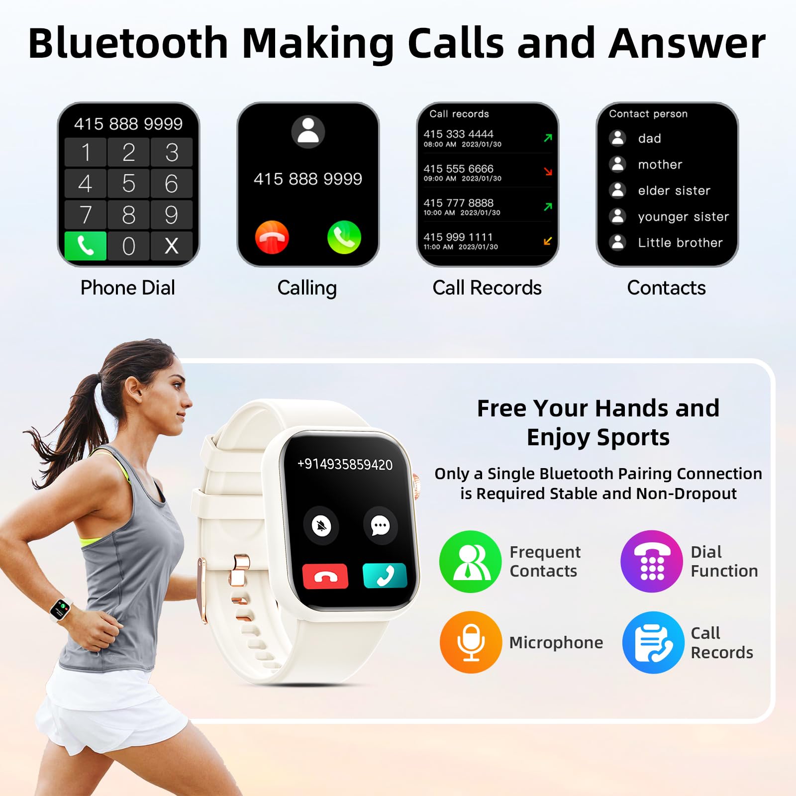Smartwatch Uomo Donna, 1,85'' Schermo Orologio Smartwatch con Chiamata Bluetooth e Risposta Vivavoce, Smart Watch con Contapassi, Cardiofrequenzimetro da Polso, Orologio Fitness per Android iOS