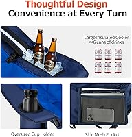 Vista 5 de Overmont Oversized XL Camping Chair for Adults - 400lbs Support Heavy-Duty Padded Folding Chair with Side Pocket Cup Holder Cooling Bag for Outdoor