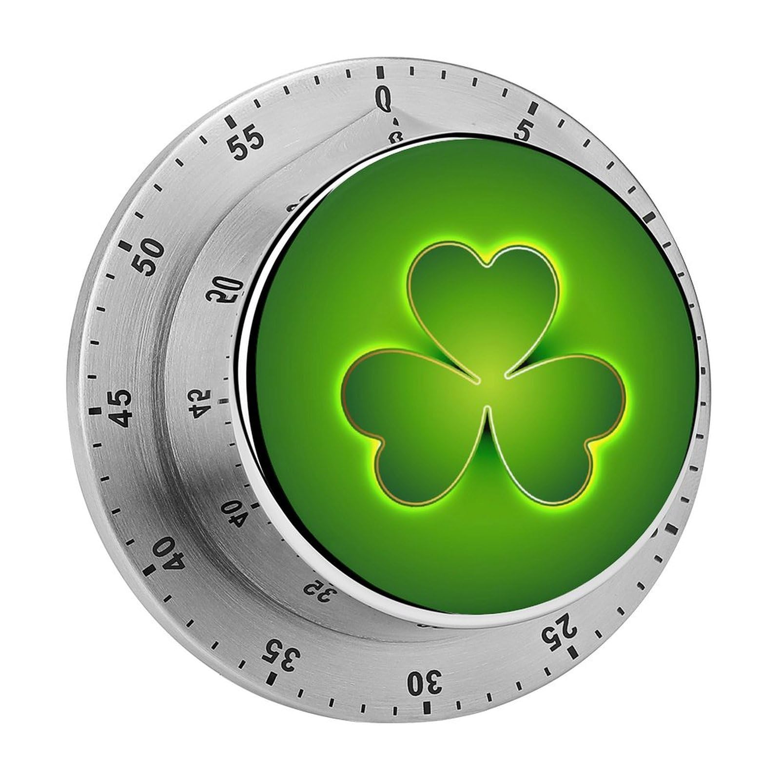 Stainless Steel Timer Irish Shamrock Leaf St. Patrick's Day For Cooking Fitness Baking Learning Kitchen Machinery Magnetic 8cm