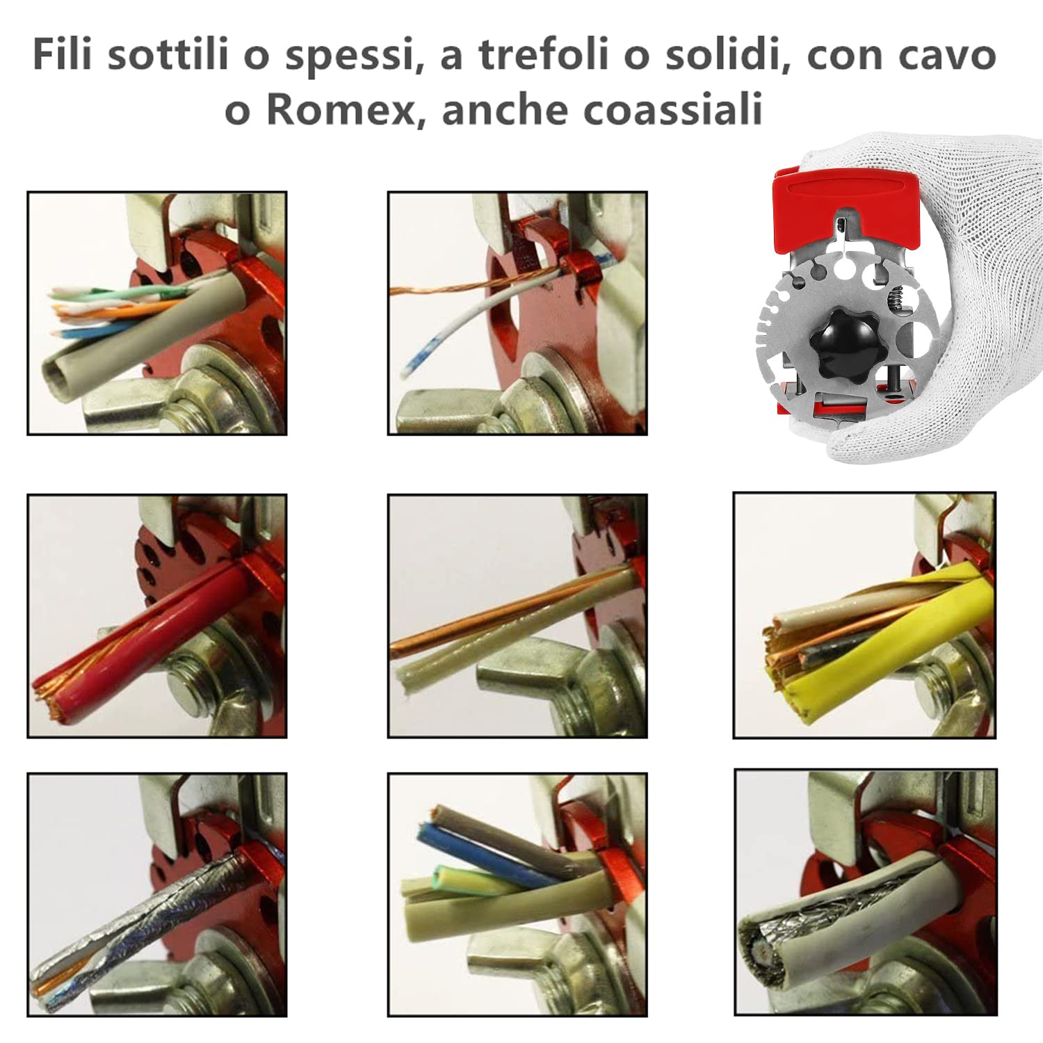 Macchina spelafili elettrica manuale Pinza spelafili elettricista Attrezzo schermatura filo