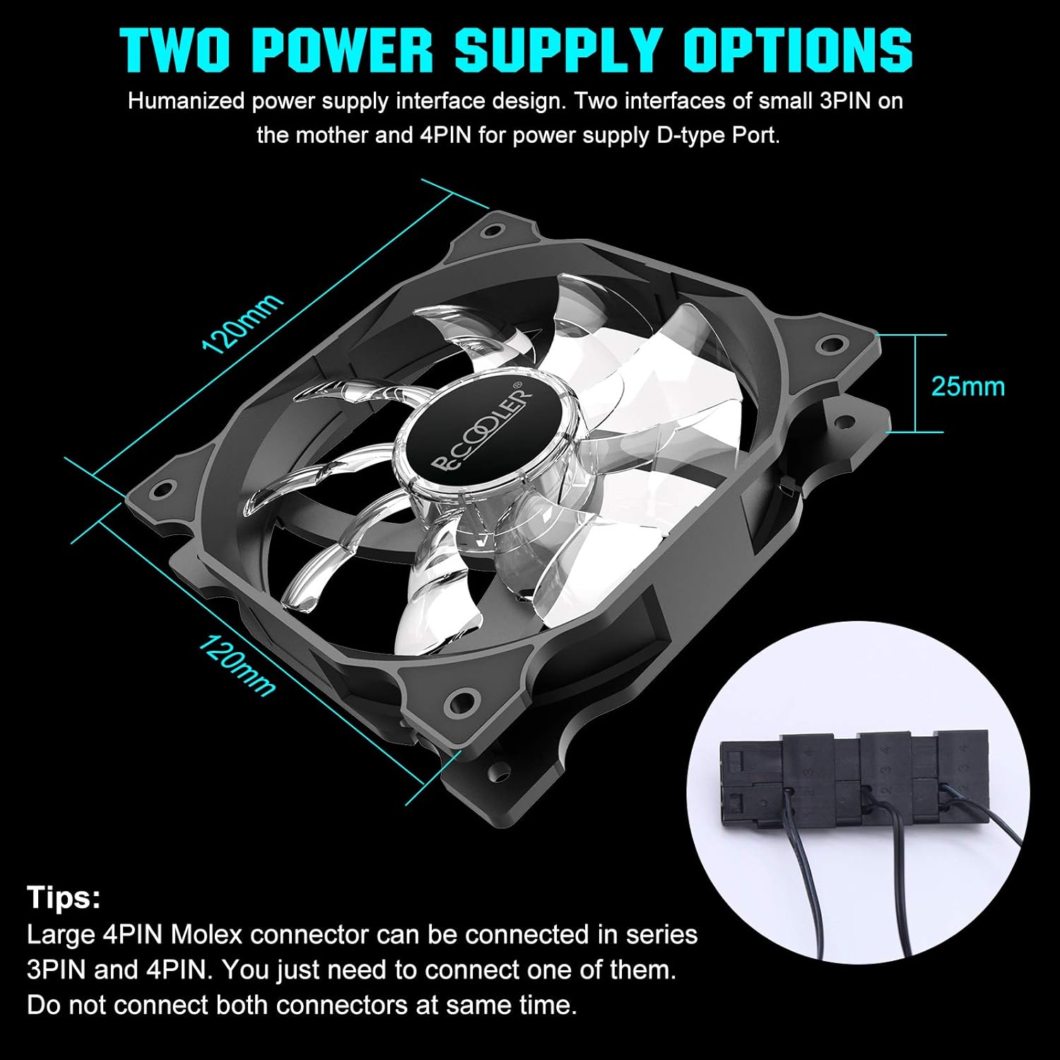 PCCOOLER 120mm Case Fan Phantom Series 3 in 1 Kit, PC-FP120 RGB Case Fans - High Performance Cooling PC Fan - Hydraulic Bearing - Low Noise Computer Fans for PC Case : Electronics