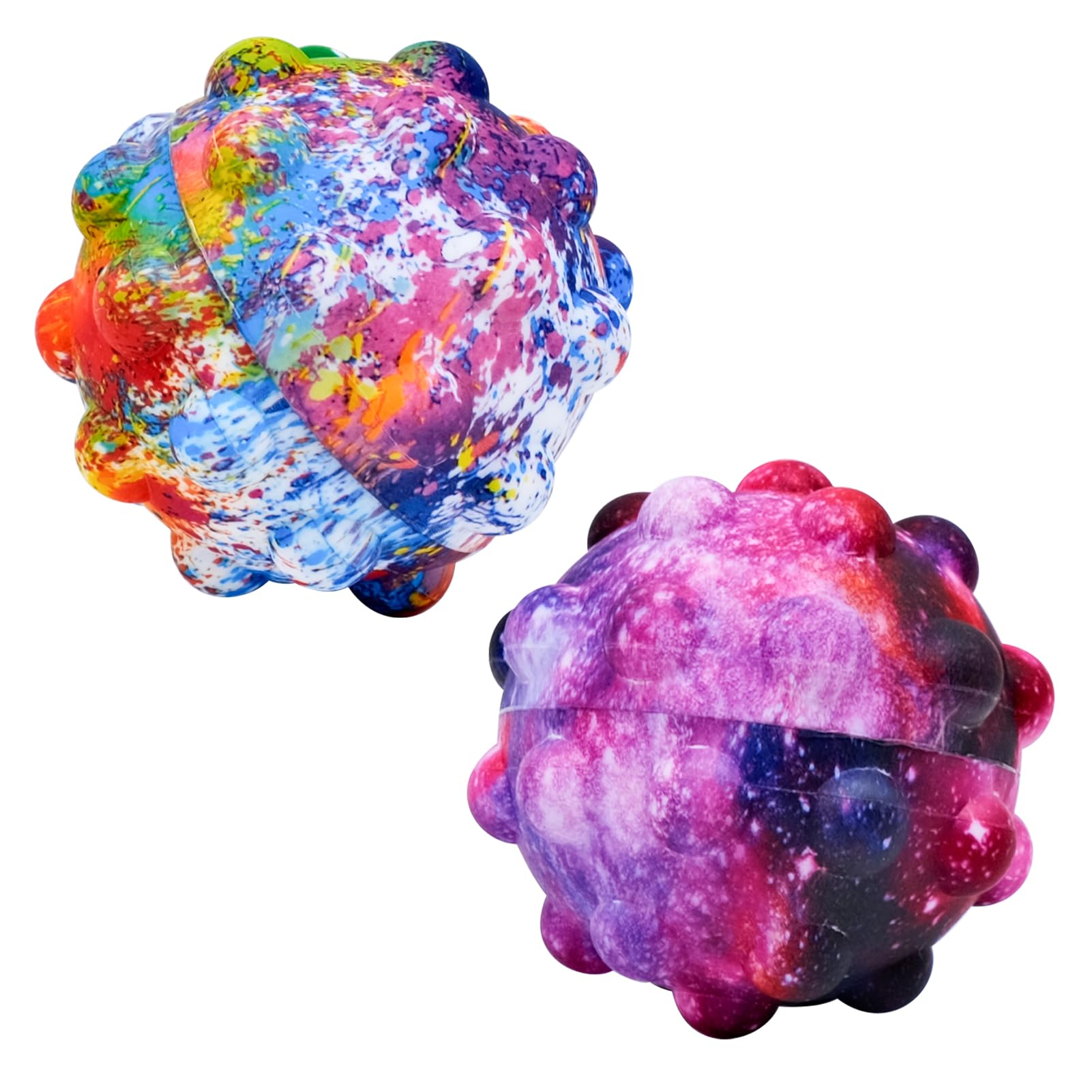 FORYNXHWIN 2 Pcs Pop Bubble Fidget Toys, Colorful Silicone 3D Push Stress Ball, Fidget Sensory Ball Toy for Kids & Adults, Party Bag Fillers