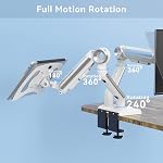 SHOPPINGALL Heavy Duty 2 in 1 Dual Monitor & Laptop Mount for 13 to 35 inch VESA Compatible Screens, Each Pneumatic Gas Spring Arm Supports up to 26.5lbs - SA-GE62U+D15-White