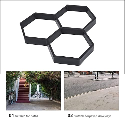 Miniatura 8 de Moldes y formas de hormigón, pavimentadora para hormigón, piedra escalonada reutilizable, para pavimento, pavimento, hexágono, patio, jardín, modo